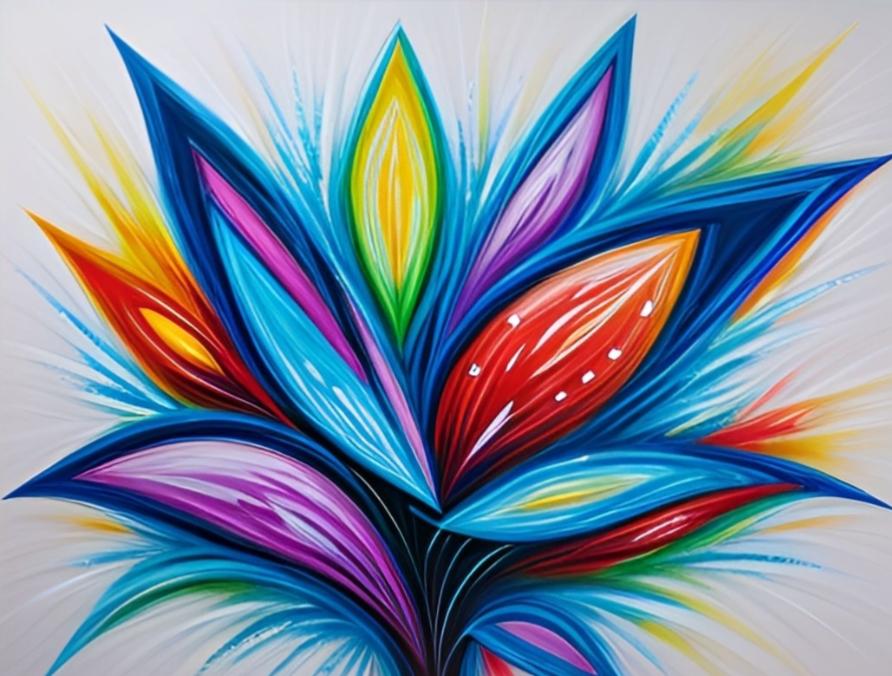Tableau peinture fleurs bleue et doré 